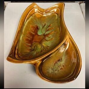 VINTAGE MCM CERAMIC POTTERY CHIP N DIP//FREE FORM SHAPE//CALIFORNIA